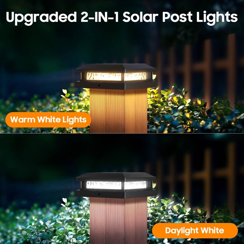 Solar Post Cap Lights 6-Pack, 2 Modes 16LEDs Bright Solar
