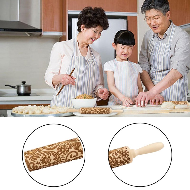 Homefantasy Rolling Pin with Pattern, Embossing Rolling Pin Made of