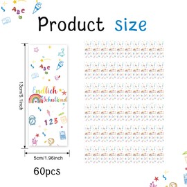 60 Schokoladenbanderole Schulanfang, Pralinenaufkleber, Endlich Schulkind 2025, Selbstklebend Sticker Regenbogen Einschulungsparty, Einschulungsgeschenke Schultüte Mädchen