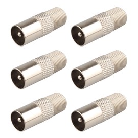 Jopto 6PCS Female To Male TV Aerial Coaxial Coupler Cable F-Connectors Adaptor Satellite T/F Type Screw Connector Socket Antenna Distributor to RF Coax Aerial Male Nickel Plating Adapter Converter