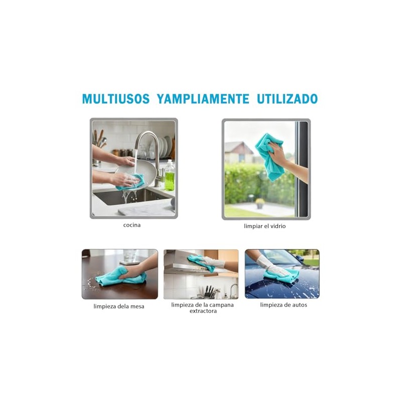 TOAO Rollo de Toallas de Microfibra, 50 Paños Reutilizables de