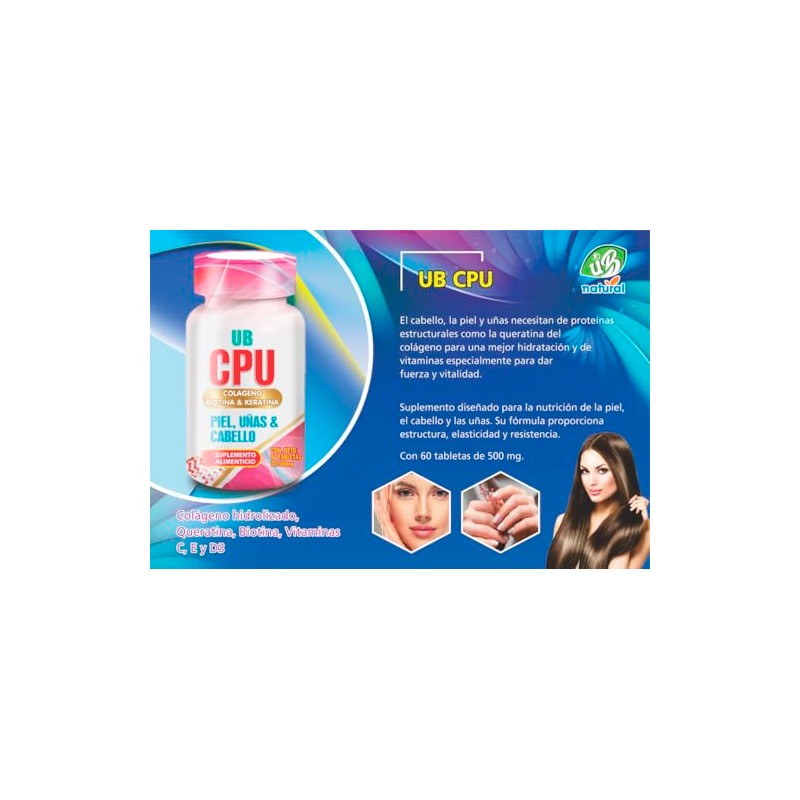 UBCPU- Cloagneo Biotina & Keratina - Frasco con 60 Tab