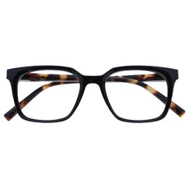 Opulize KOI - anteojos de lectura - Marco rectangular grande - Hombres, mujeres, unisex, bisagras de resorte - R50, Negro, +2,50 Magnification