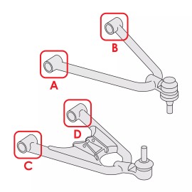 Caltric Front Control Arm Bushings For Polaris RZR S 4 900 2015-2016 For 2 & 4 Seat