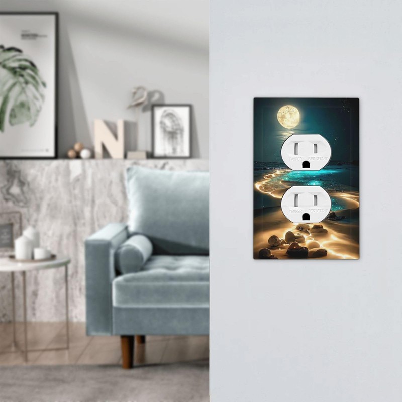 Beach Night Landscape Decorative Duplex Outlet Covers Light Switch Plates