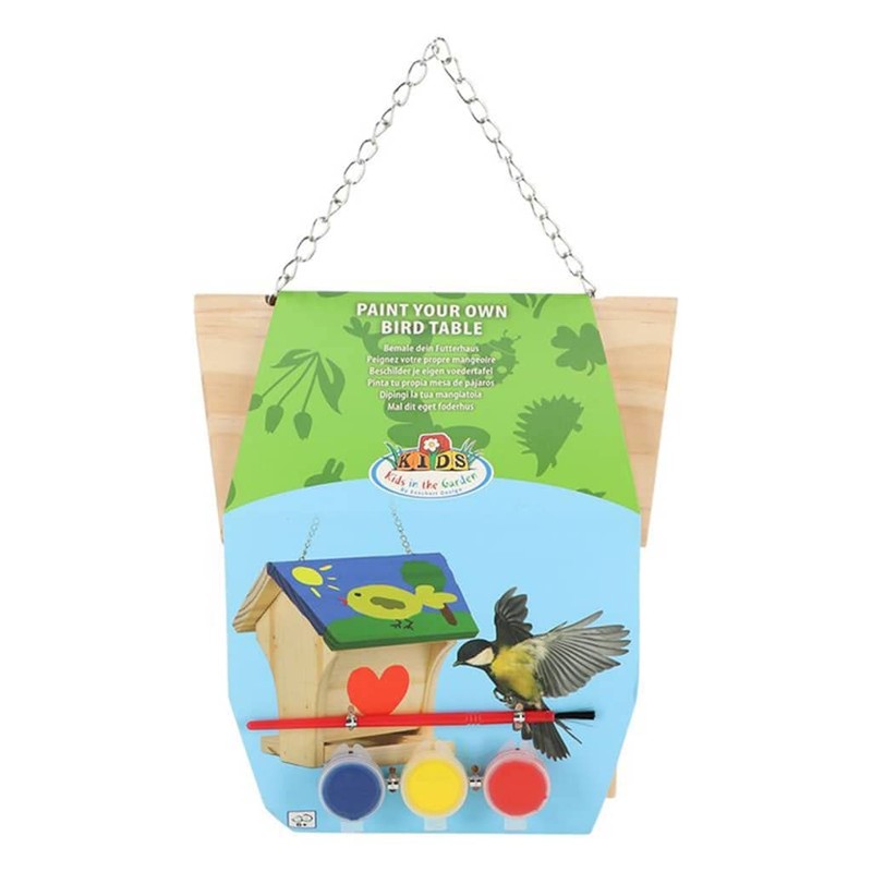 Paint Your Own Hanging Wooden Bird Table with 3 Paint