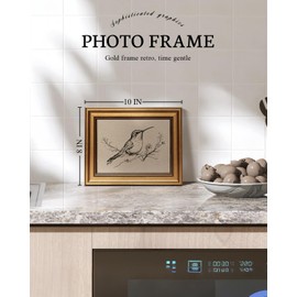 VIYYIEA Vintage Gold Framed Wall Art for Living Room, Hummingbird Canvas Prints Home Decor, Oil Painting Picture, Bedroom Wall Decor Gifts for Friends or Family -【Resting Hummingbird】-(10L x 8W)