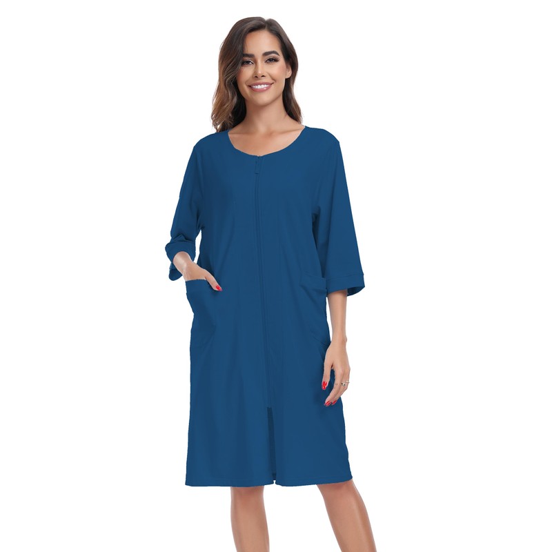 ANLIQI Womens Robes Knee Length 100% Cotton Bathrobes for Women