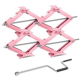 Auto Dynasty 4pcs Scissor Jacks 2.5 Ton (5000lbs) RV Travel Trailer Stabilizer Leveling Scissor Car Jacks with Crank Handle, Adjustable 4-24" Height Scissor Lift Jacks Kit Set of 4, Pink