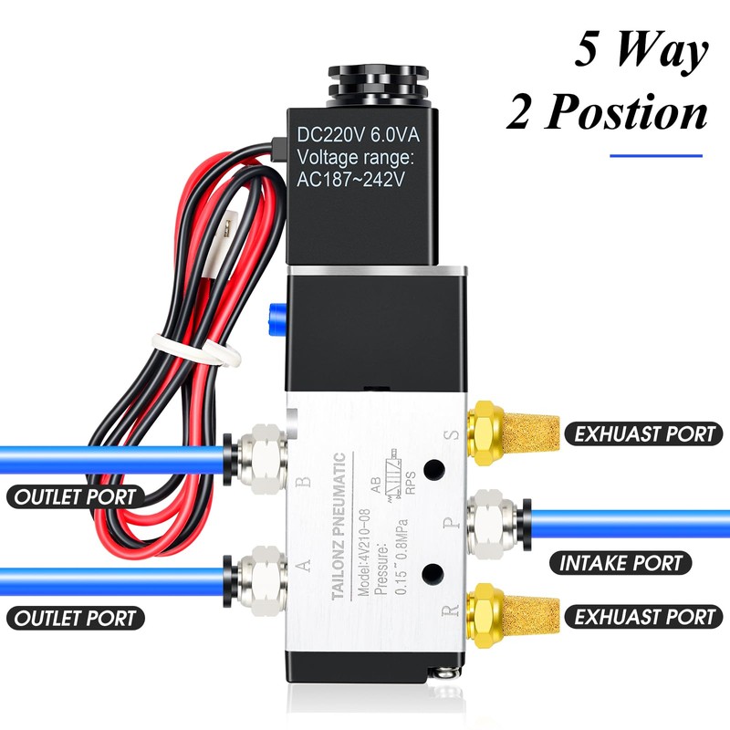 TAILONZ PNEUMATIC 1/4" BSP Solenoid Valve 220V Single Coil Pilot-Operated