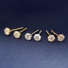 Sears p7844a-whpt-pg Women's Diamond Earrings, Total 0.3ct K18PG, Ping Gold, Pair