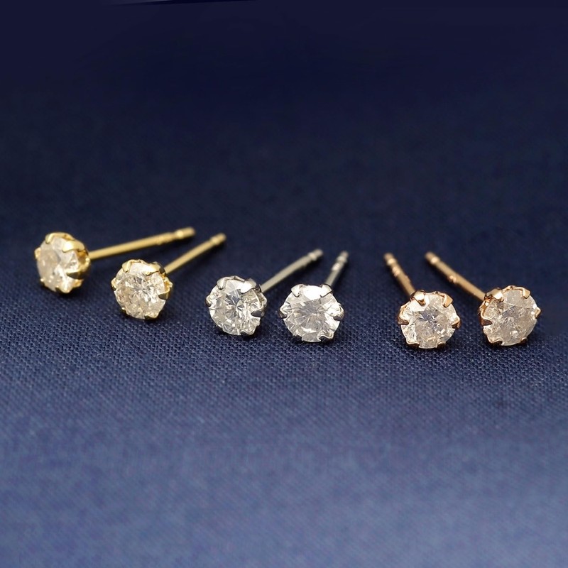 Sears p7844a-whpt-pg Women's Diamond Earrings, Total 0.3ct K18PG, Ping Gold,