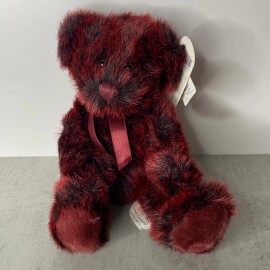 Russ Romanoff Red Black Teddy Bear Plush 7" Sitting Valentines Christmas NOS