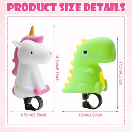DOWNDRIFT Dinosaur Bicycle Bell, Pack of 2 Bicycle Horn, Children's Horn, Unicorn Bicycle Bell, Bicycle Bell, Children Girls Boys Bicycle Accessories Children