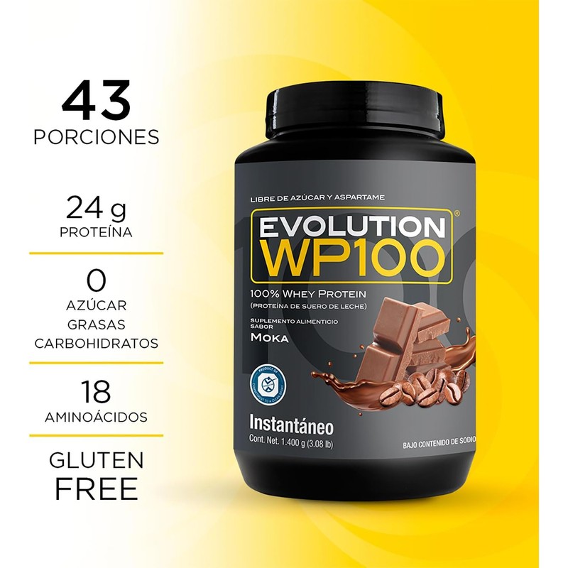 EVOLUTION PROTEÍNA WP100 BOTE MOKA 1400 G + CREATINA MONOHIDRATADA