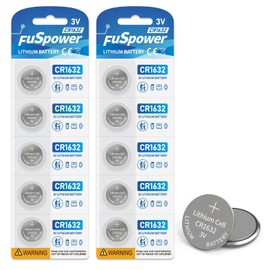 Fuspower CR 1632 3V Lithium Battery CR1632 Battery for Car Key Fob Alarm Sensors Fan Remote 10 Count (Pack of 1)