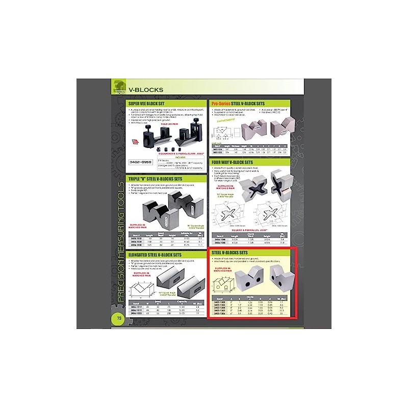 HHIP 3402-1302 Steel V-Block Set, 2" Length x 0.90" Width