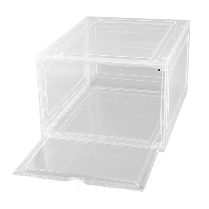 Shoe Storage Box Clear Acrylic with Magnet Front Door Stackable