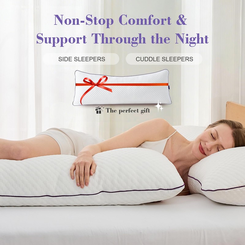 HOMELAB Cooling Adjustable Body Pillow (20x54) with White Bamboo Viscose