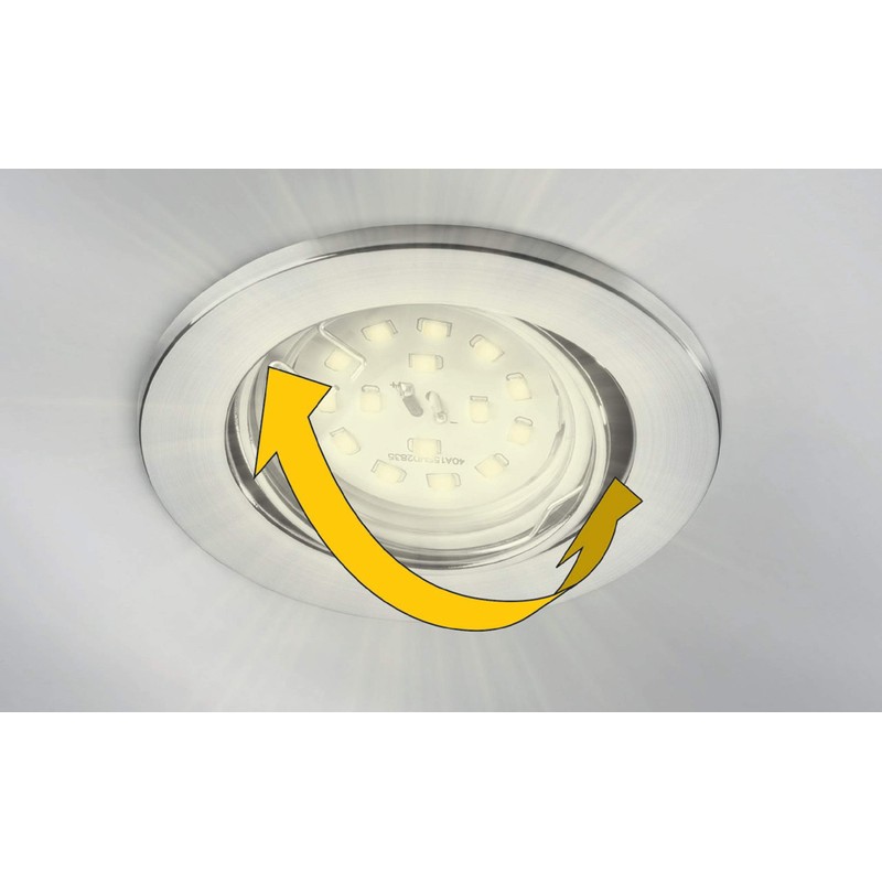 Trango Set of 6 LED Recessed Spotlights Brushed Aluminium Round