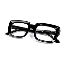 YUKANG Oprah Style Reading Glasses for Women, Oversized Stylish Blue Light Blocking Computer Readers Ladies with Spring Hinge Black 1.0