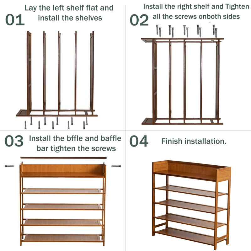 latifolia Bamboo Shoe Rack, 5-Tier Shoe Rack Organizer for Entryway,