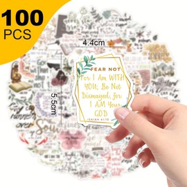 100 Pcs Bible Verse Stickers, Inspirational Phrase Christian Stickers, Bible Verse Stickers, Aesthetic Jesus Faith Christian Stickers for Water Bottles, Laptop Scrapbooking Religious Christian Gifts