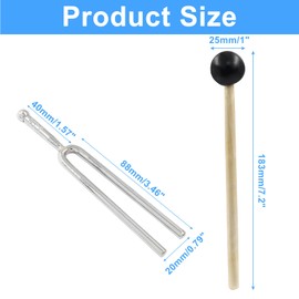Piutouyar 3 Pcs 440 Hz Tuning Fork with Hammer, Metal A Tuning Fork Set Standard Tuner Tone Tool Device Musical Instrument for Violin Guitar Tuning Tone Tool