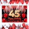 Happy 45th Birthday Backdrop Banner Black and Red Theme Background