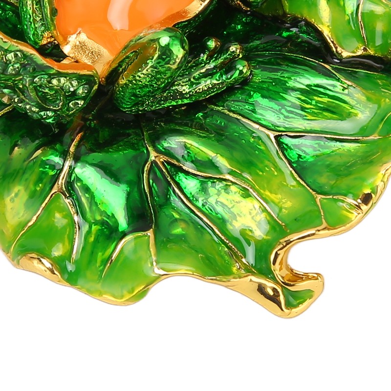 Lotus Leaf Frog Jewelry Box Hand Painted Innovative Metal Jewelry