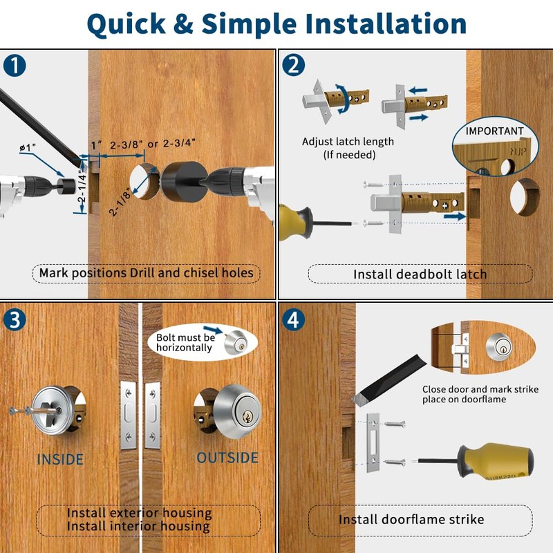Forliggio Forliggio All-New Deadbolt Door Lock Set, ANSI/BHMA Grade 3