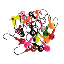 Vinfutin Fishing Jig Head Hooks with 3D Eyes Colorful Ball Head Jig Sharp Hooks Fishing for Worm Fishing Lures Bass Trout Saltwater and Freshwater Fishing Tackle Box Weight 10g-15pcs