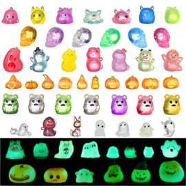 Sonwyoung 58 Pcs Luminous Mini Figures Glow in Dark Tiny Resin Figures Set Fairy House Diorama Accessories Ornament for Garden Dollhouse Craft DIY