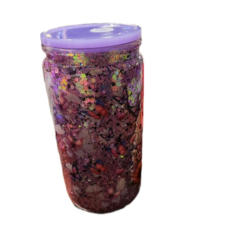 Snow Globe Plastic Tumbler Cup Set for Drinks Glass Cups