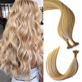 KOCONI Nano Ring Hair Extensions Real Human Hair Nano Tip Remy Human Hair Extensions Nano Rings Hair Extension Real Human Hair 14 Inch 50g #18/613 Ash Blonde Mix Bleach Blonde