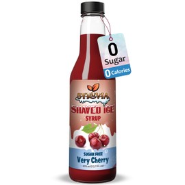 Syruvia Sugar-Free Snow Cone Syrup 12.7oz -0 Calorie Very Cherry Syrup For Shaved Ice, Snow Cones, Slushies, Italian Soda, Popsicles. Keto Friendly, Kosher, Dairy-Free.