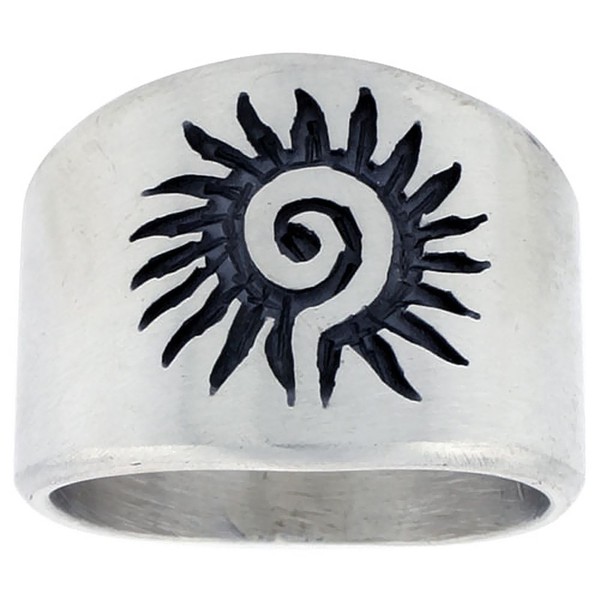 Sterling Silver Native American Design Sun Ring, Size 8