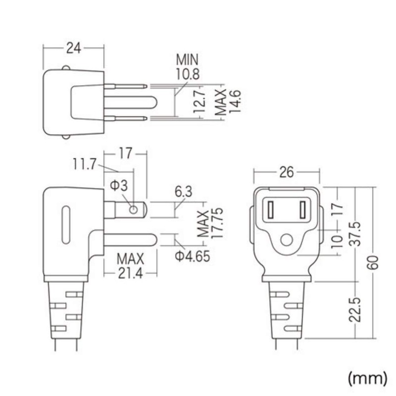Sanwa Supply TAP-K2L-3 Construction Property Tap, 3 Ps, 2 Openings,
