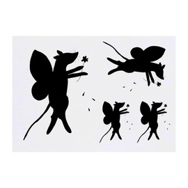 4 x 'Fairy Mouse With A Flower ' Temporary Tattoos - Water Resistant, Skin-Safe, Non-Toxic Transfers, Mixed Sizes (TO00084700)