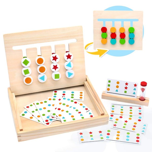 Montessori Toy Wooden Puzzle, Sorting Box, Children’s Learning Toy with Hourglass, Ages: 3, 4, 5 Years Old, for Boys and Girls