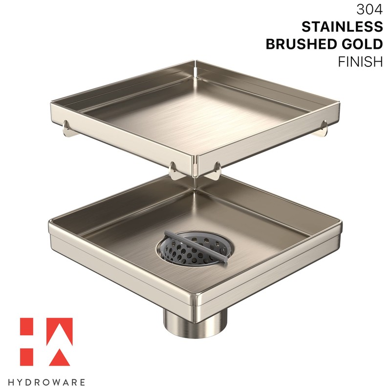 Hydroware Shower Drain - Stainless Steel Square Shape Shower Floor