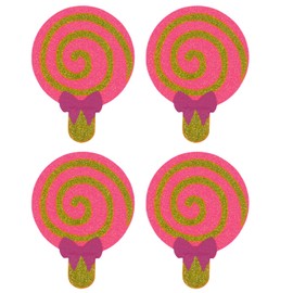 Celamirio Lollipop Stickers Glitter Disposable Nipple Pasties 2 Pairs Orange