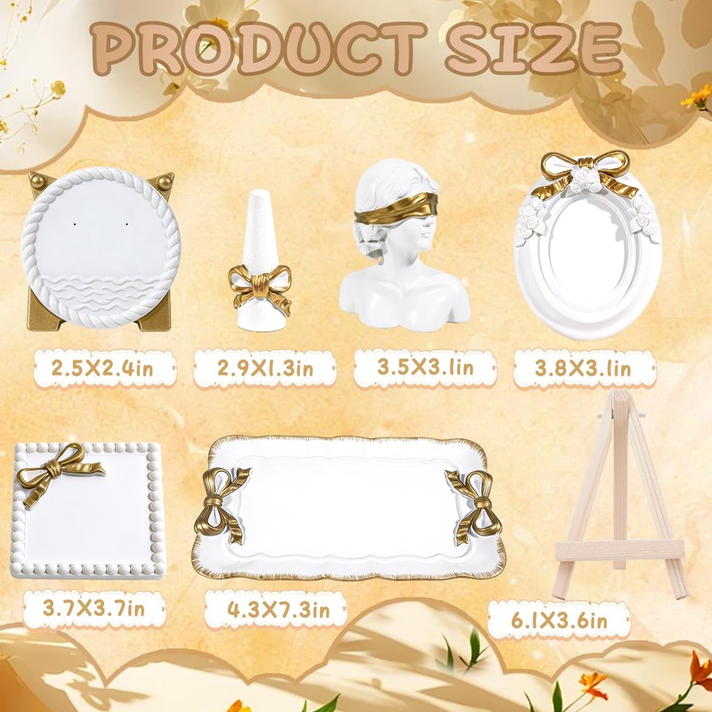 Wowagoga Jewelry Display Stand Set, Resin Jewelry Dish with Vanity