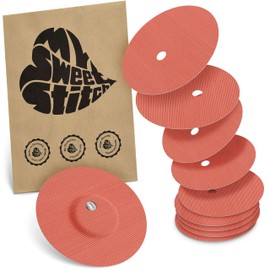 MySweetStitch - 10 x Freestyle Libre 3 Plasters with Ventilation Hole - Made in Germany | Skin-friendly, Waterproof, Breathable | Outer Diameter 60 mm, Inner Diameter 6 mm | Round | Tape Coral
