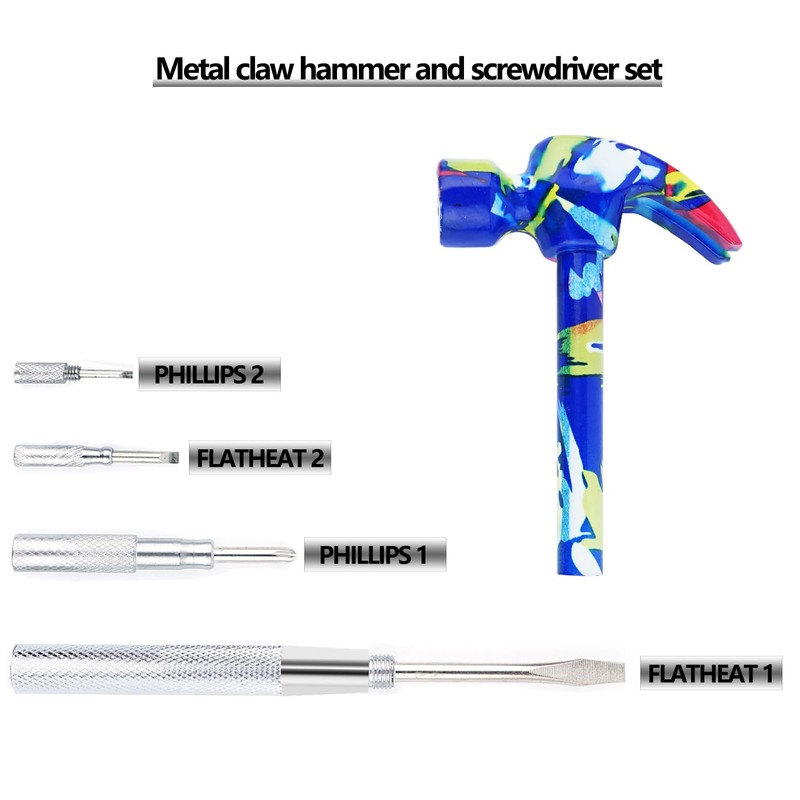 6-in-1 Multifunctional Flower Hammer with Screwdriver Tool Set, Anti-Corrosion and