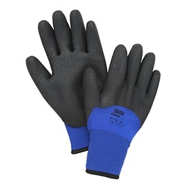 Honeywell North by Honeywell NF11HD/7S NorthFlex Cold Grip NF11HD Foam PVC 3/4 Coated Insulated Gloves, Nylon, Size 7, Black/Blue