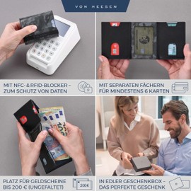 Von Hessen Slim Wallet with RFID Protection – Card Case for Men and Women – Mini Leather Wallet – Small Wallet – Wallet, camouflage