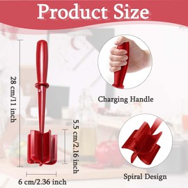 Mince Meat Masher Non-Stick Handheld Masher Multifunctional Heat Resistant Mix Hamburger Chopper Cookware for Home Kitchen Hamburger Meat, Beef, Vegetable, Fruit (Red)