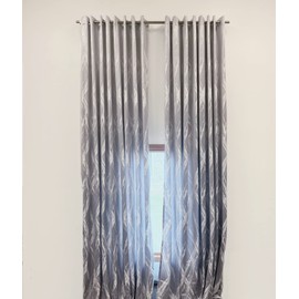 Ikiriska Extra Long Curtains with Geometrical Pattern 8-24 ft Length. (1 Panel). Custom Made Drapes. 50-100" Width. for high Tall Ceiling (50″Wx120″L, Abstract Grey)