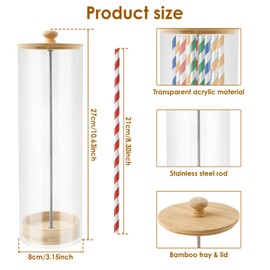 Clear Acrylic Straw Holder with Lid Dust Proof Drinking Straw Holder Multipurpose Tumbler Straw Organizer for Organizing Pen Cutlery Makeup Brush